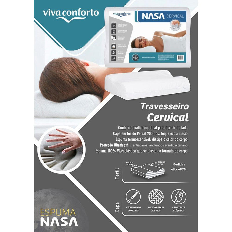 Travesseiro NASA Cervical Anatômico Ortopédico - OrtoInova